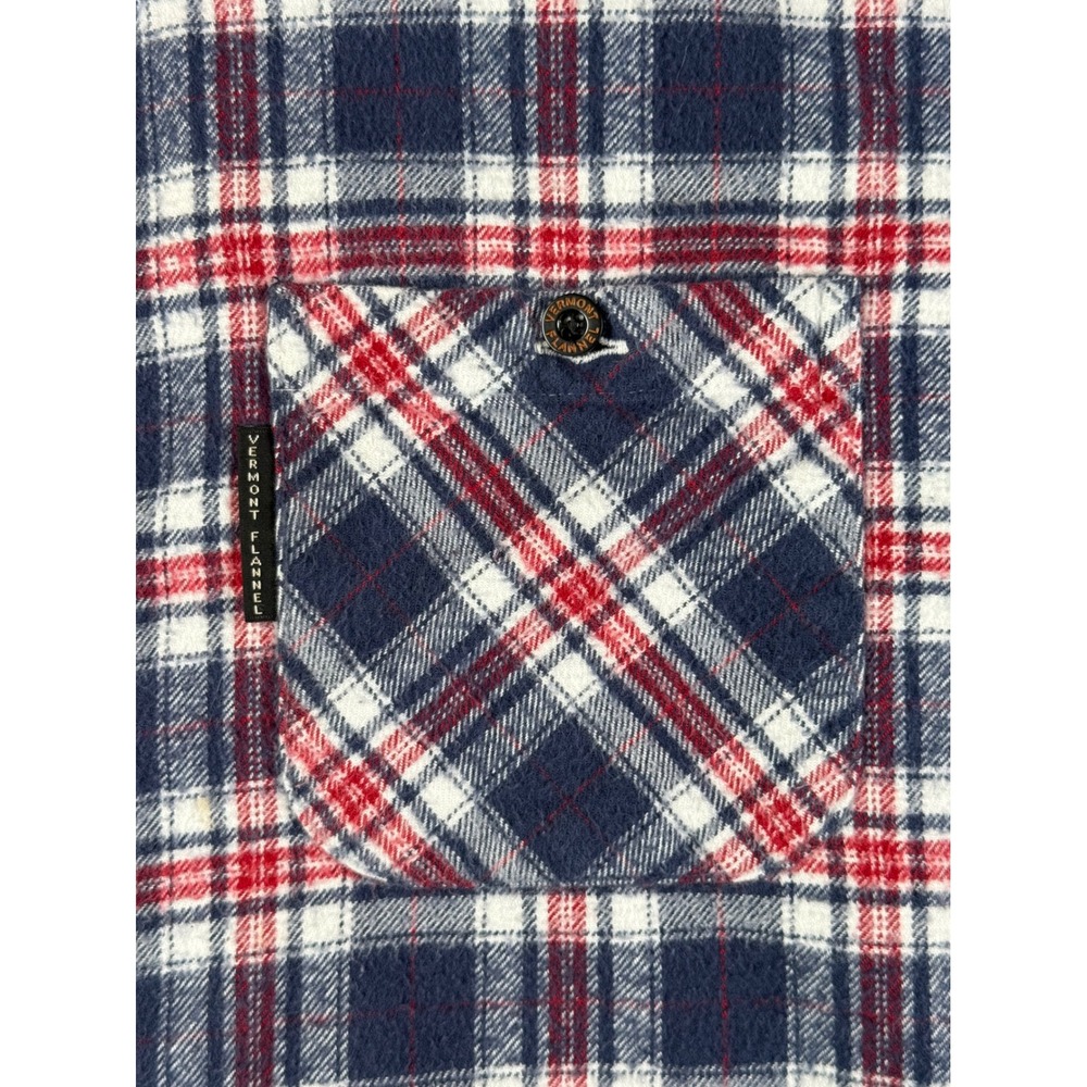 Vermont Flannel Co Shirt Mens XL Blue Red Plaid Excellent Heavy Cotton USA Made - Picture 3 of 9